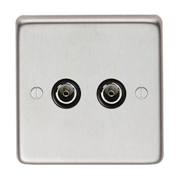 From The Anvil 34230/1 - SSS Double TV Socket #finish_satin-stainless-steel