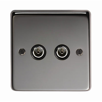 From The Anvil 34230 - BN Double TV Socket #finish_black-nickel