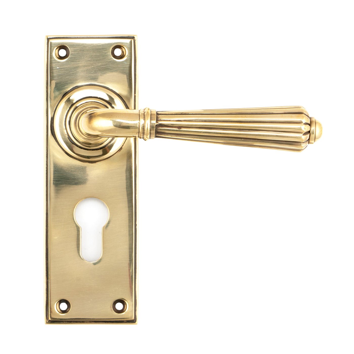 From The Anvil 45313 - Aged Brass Hinton Lever Euro Lock Set #finish_aged-brass