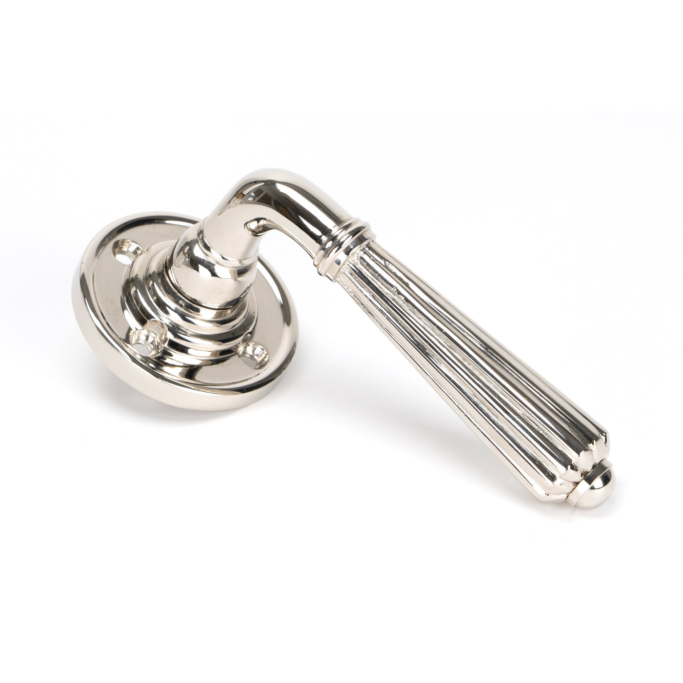 From The Anvil 45321 - Polished Nickel Hinton Lever on Rose Set #finish_polished-nickel