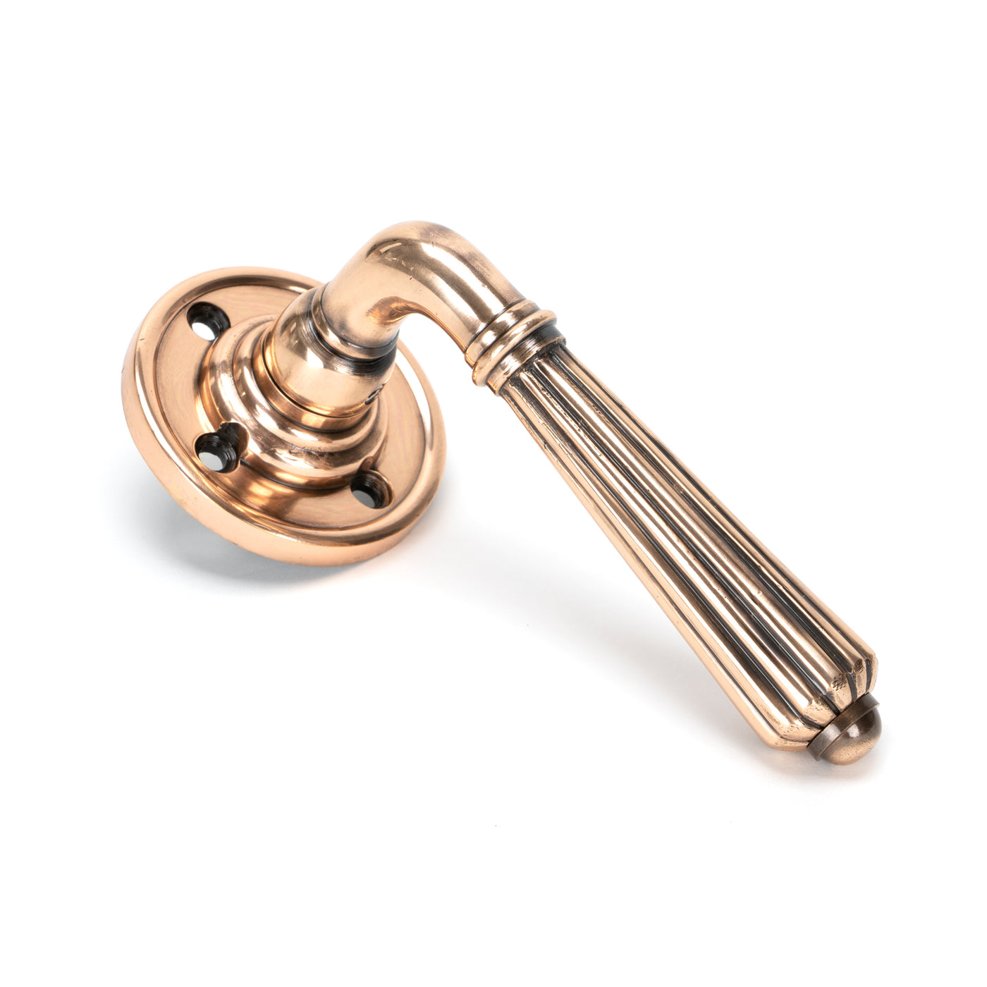 From The Anvil 45333 - Polished Bronze Hinton Lever on Rose Set #finish_polished-bronze