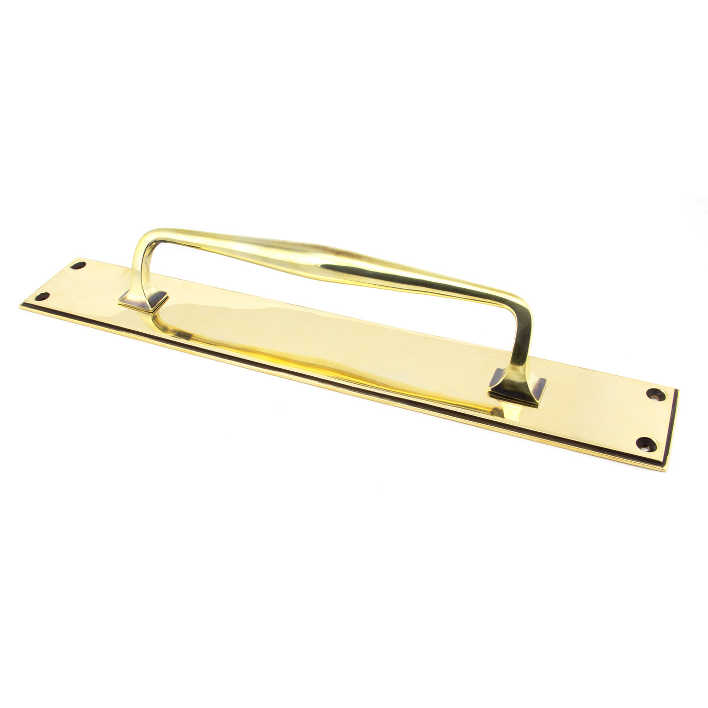 From The Anvil 45374 - Aged Brass 425mm Art Deco Pull Handle on Backplate #finish_aged-brass