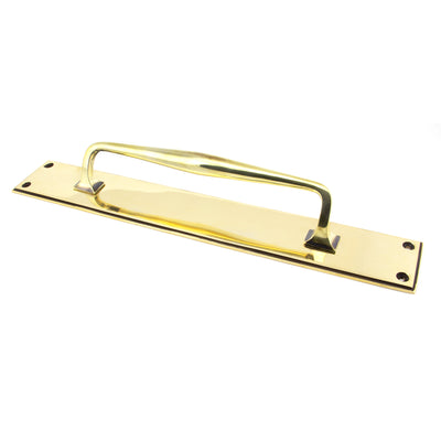 From The Anvil 45374 - Aged Brass 425mm Art Deco Pull Handle on Backplate #finish_aged-brass