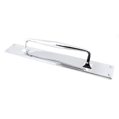 From The Anvil 45375 - Polished Chrome 425mm Art Deco Pull Handle on Backplate #finish_polished-chrome