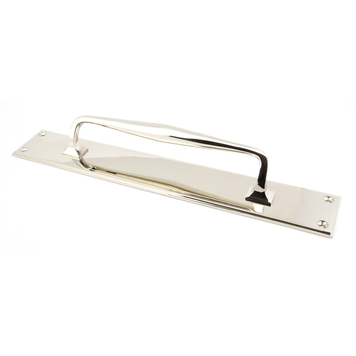 From The Anvil 45376 - Polished Nickel 425mm Art Deco Pull Handle on Backplate #finish_polished-nickel