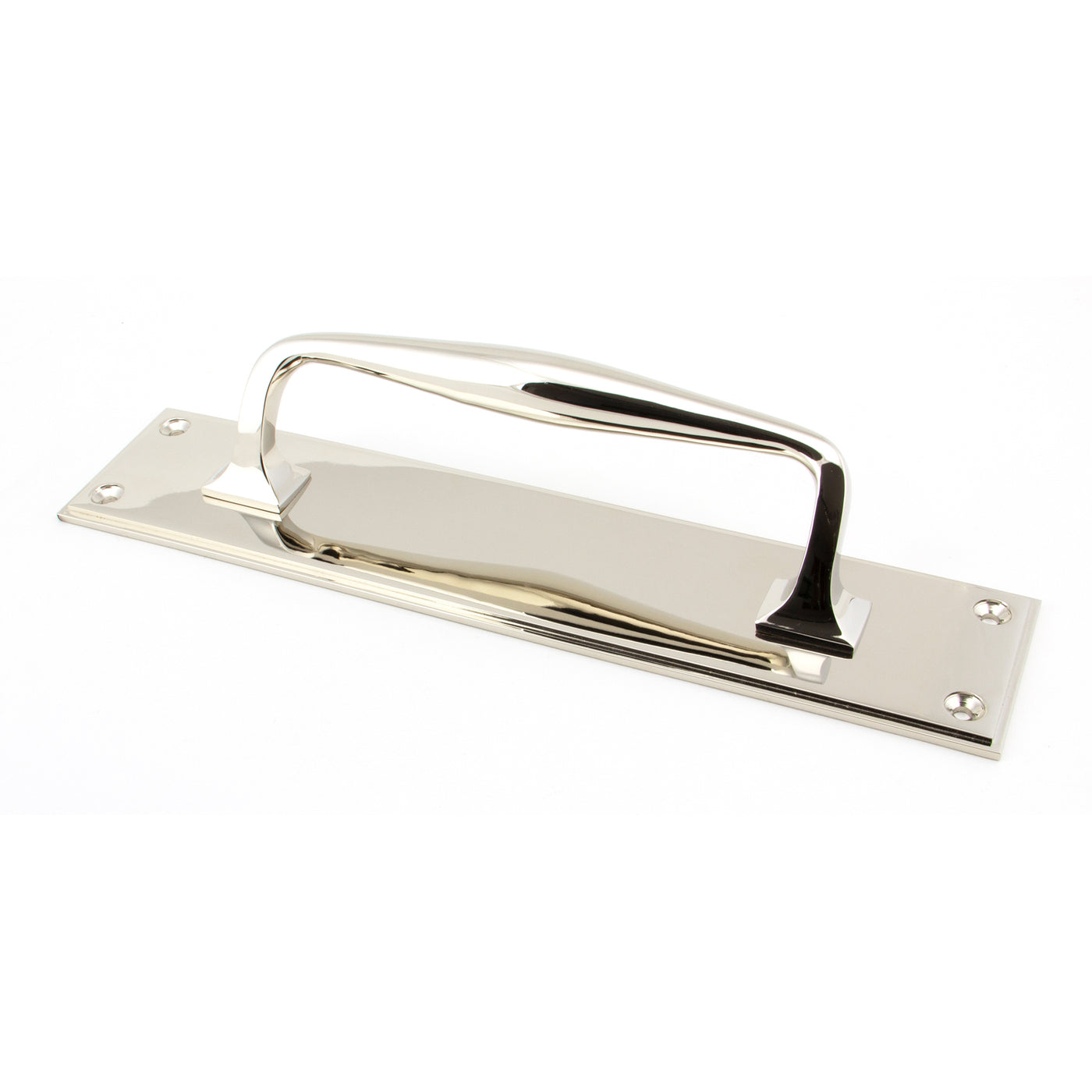 From The Anvil 45381 - Polished Nickel 300mm Art Deco Pull Handle on Backplate #finish_polished-nickel