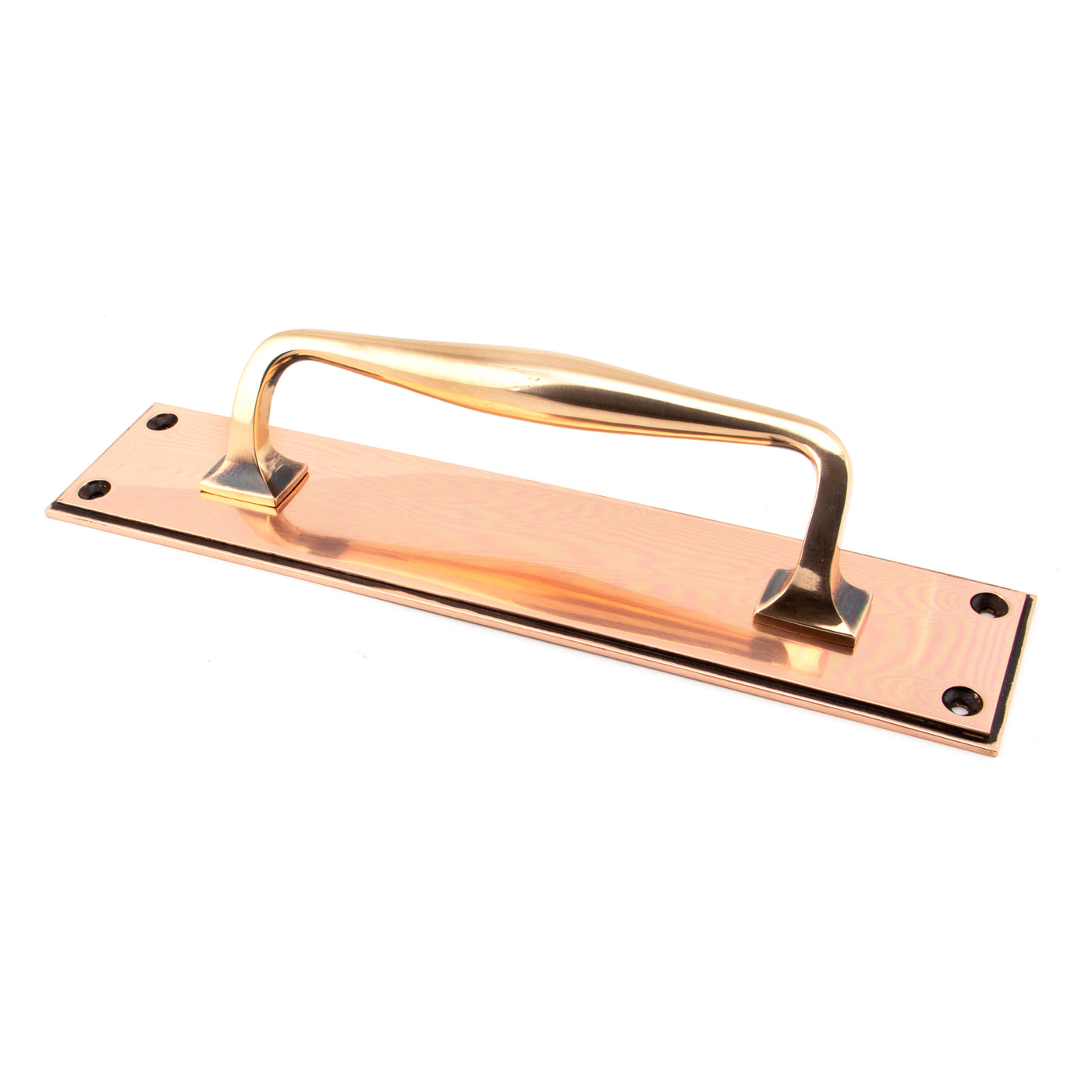 From The Anvil 45383 - Polished Bronze 300mm Art Deco Pull Handle on Backplate #finish_polished-bronze