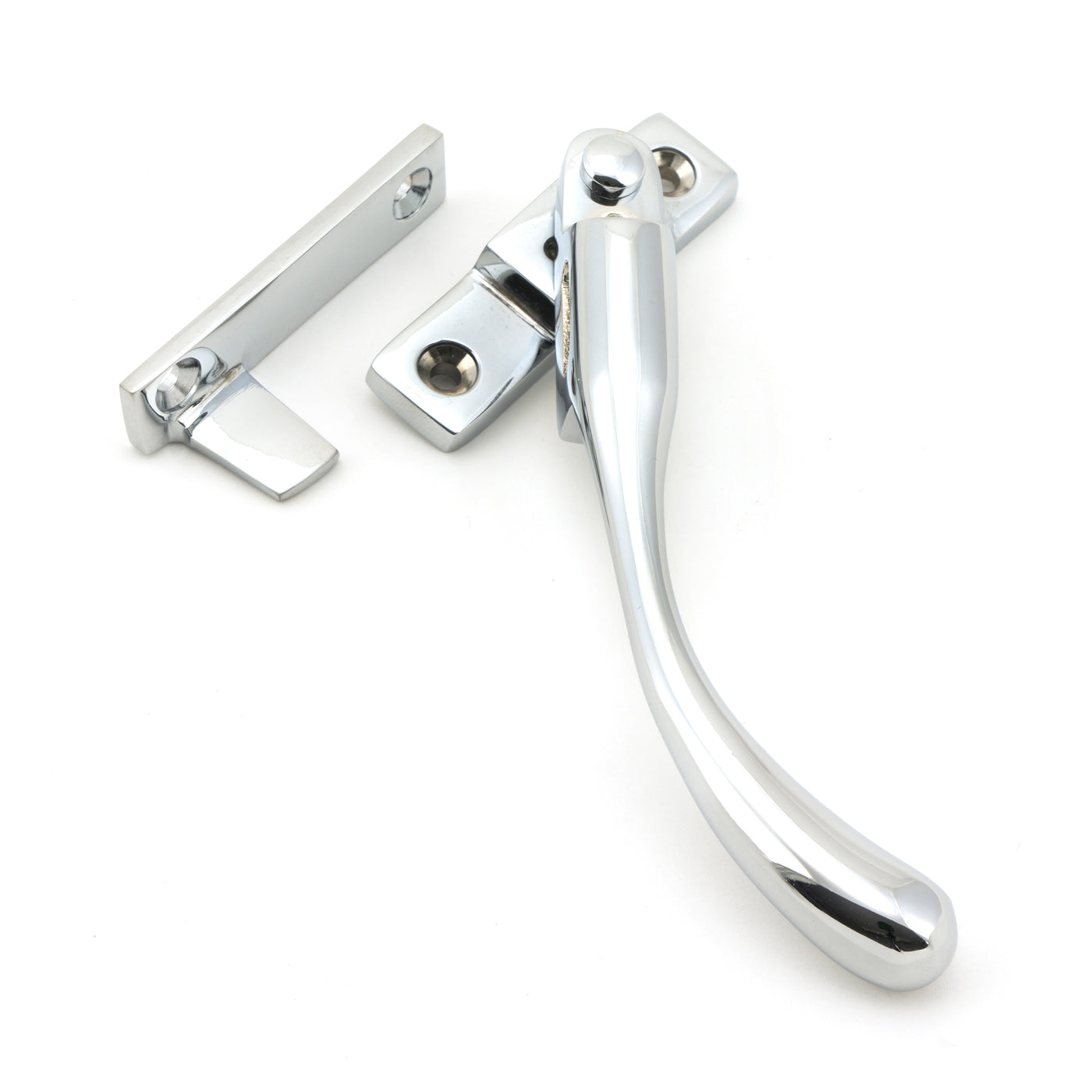 From The Anvil 45395 - Polished Chrome Night-Vent Locking Peardrop Fastener - RH #finish_polished-chrome