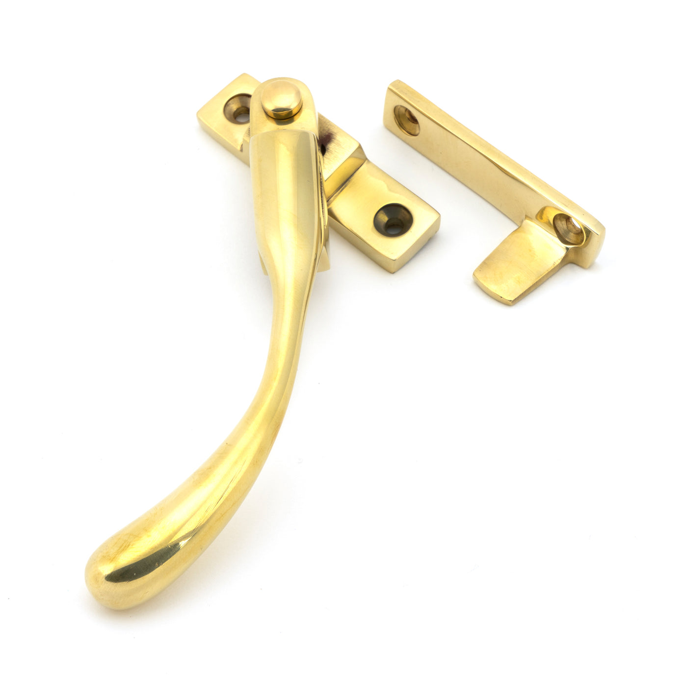 From The Anvil 45396 - Polished Brass Night-Vent Locking Peardrop Fastener - LH #finish_polished-brass