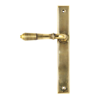 From The Anvil 45419 - Aged Brass Reeded Slimline Lever Latch Set #finish_aged-brass