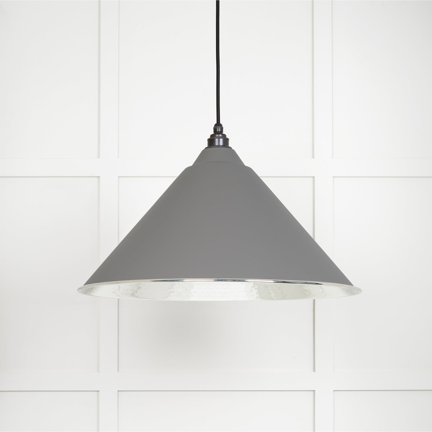 From The Anvil 45433BL - Hammered Nickel Hockley Pendant in Bluff  #finish_bluff