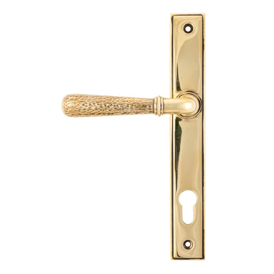 From The Anvil 45498 - Aged Brass Hammered Newbury Slimline Espag. Lock Set  #finish_aged-brass