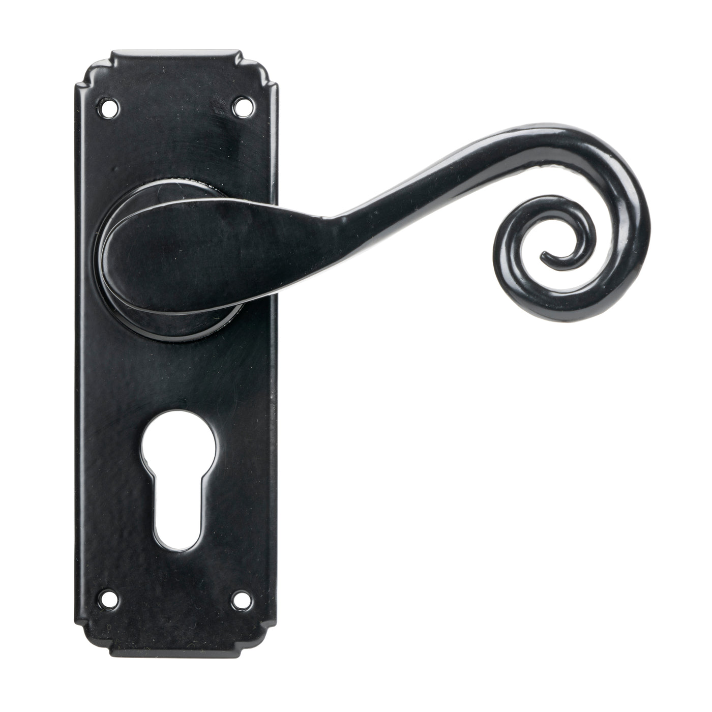 From The Anvil 45591 - Black Monkeytail Lever Euro Lock Set #finish_black