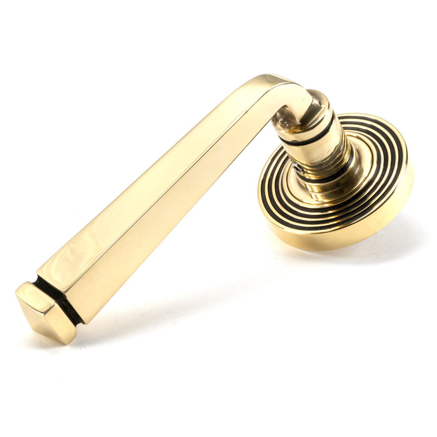 From The Anvil 45613 - Aged Brass Avon Round Lever on Rose Set (Beehive) #finish_aged-brass