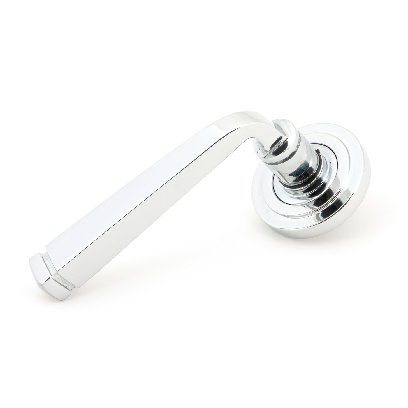 From The Anvil 45616 - Polished Chrome Avon Round Lever on Rose Set (Art Deco) #finish_polished-chrome