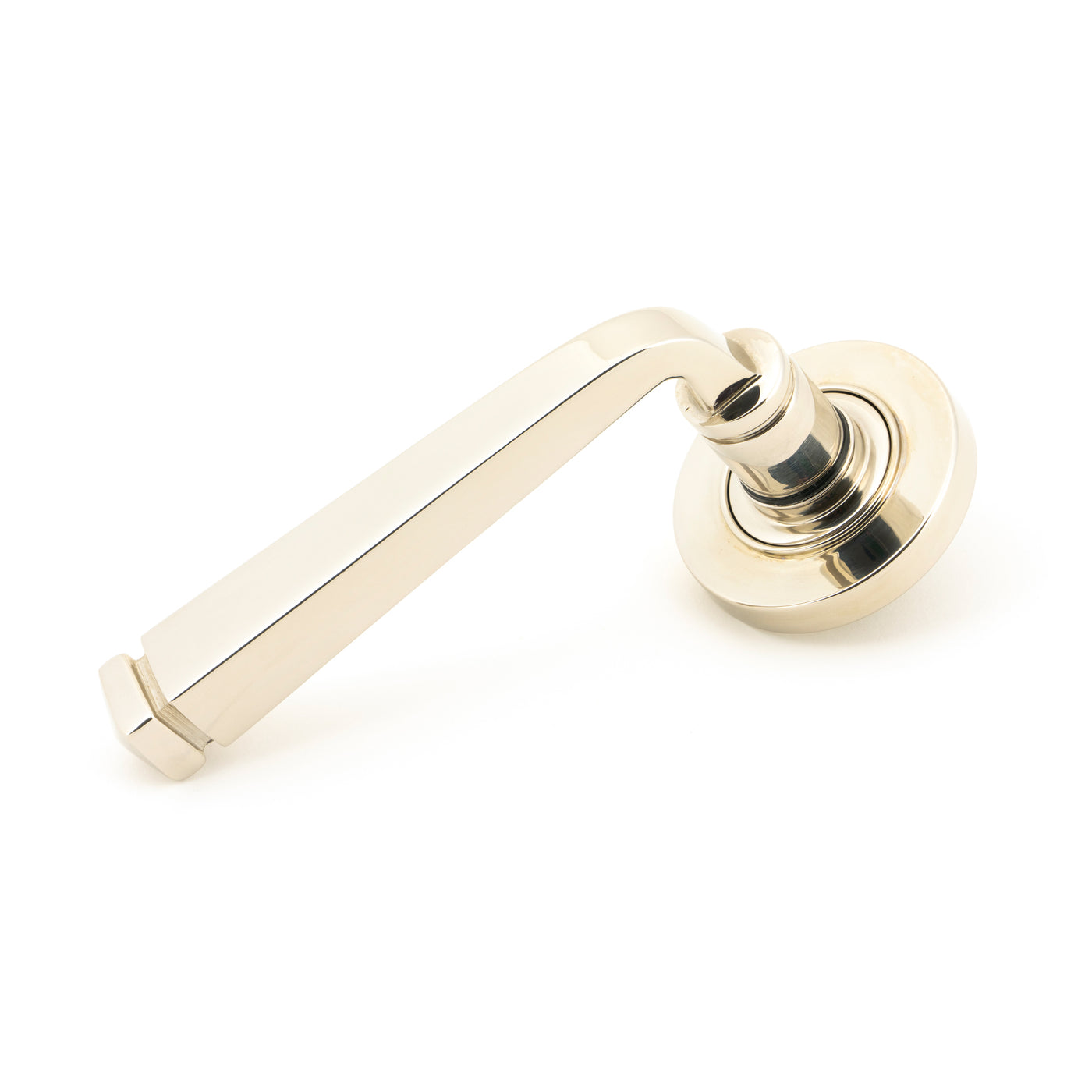 From The Anvil 45619 - Polished Nickel Avon Round Lever on Rose Set (Plain) #finish_polished-nickel