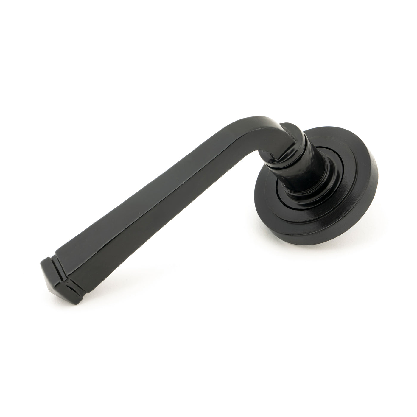 From The Anvil 45624 - Black Avon Round Lever on Rose Set (Art Deco) #finish_black