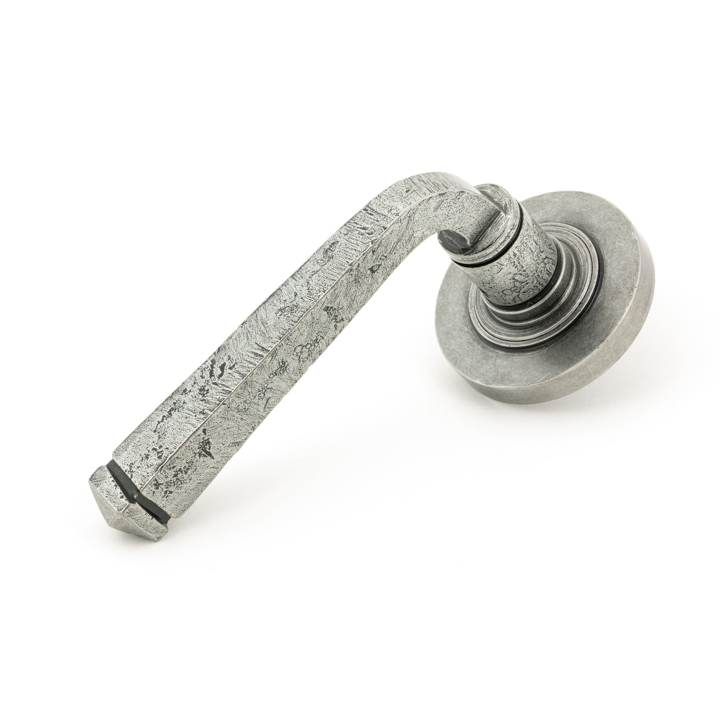 From The Anvil 45631 - Pewter Avon Round Lever on Rose Set (Plain) #finish_pewter-patina