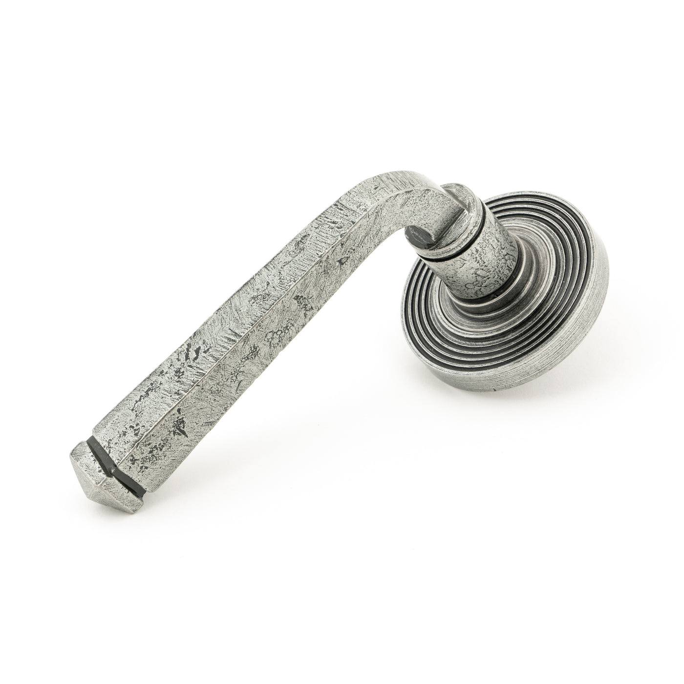 From The Anvil 45633 - Pewter Avon Round Lever on Rose Set (Beehive) #finish_pewter-patina