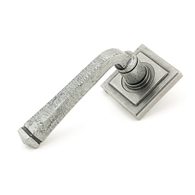 From The Anvil 45634 - Pewter Avon Round Lever on Rose Set (Square) #finish_pewter-patina