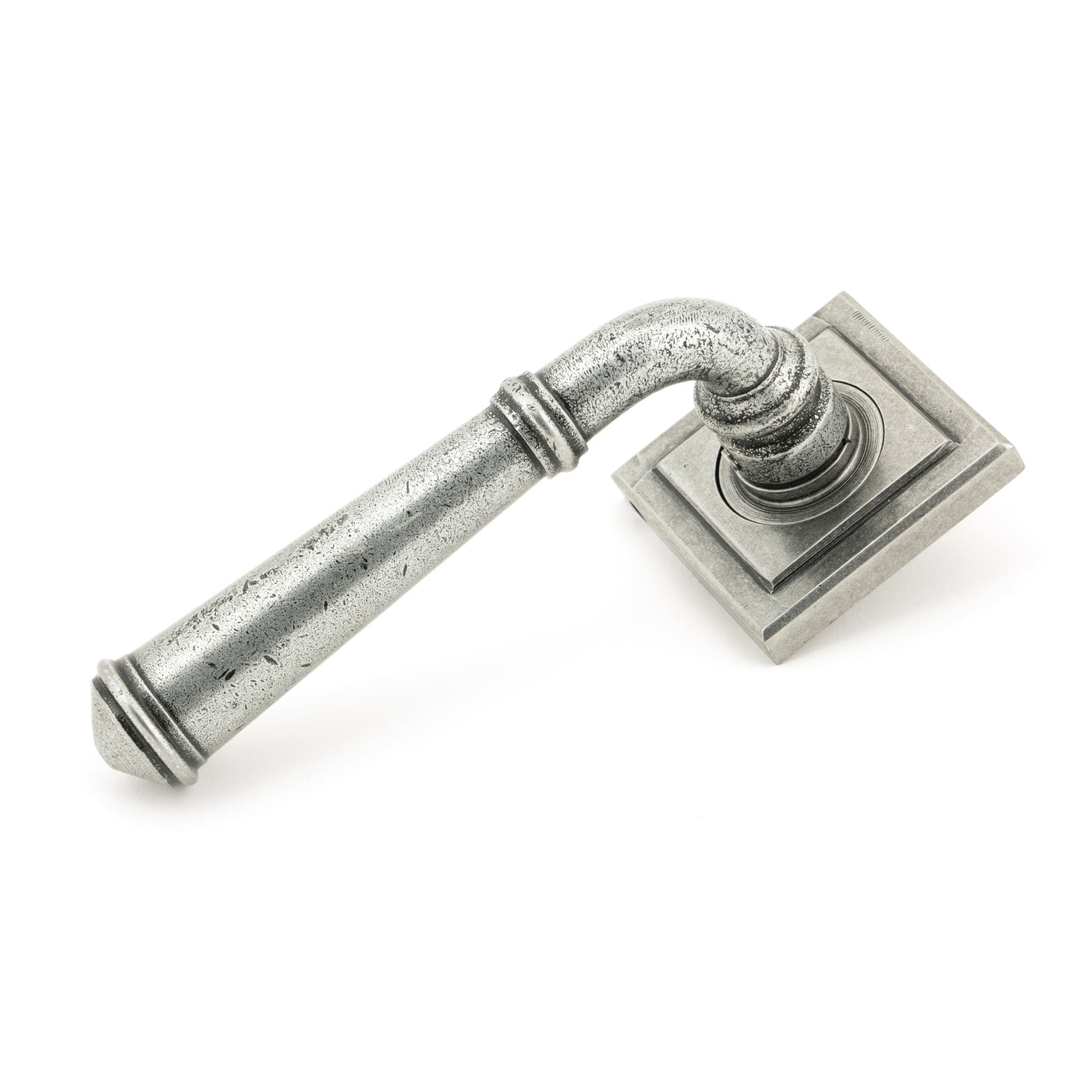 From The Anvil 45646 - Pewter Regency Lever on Rose Set (Square) #finish_pewter-patina