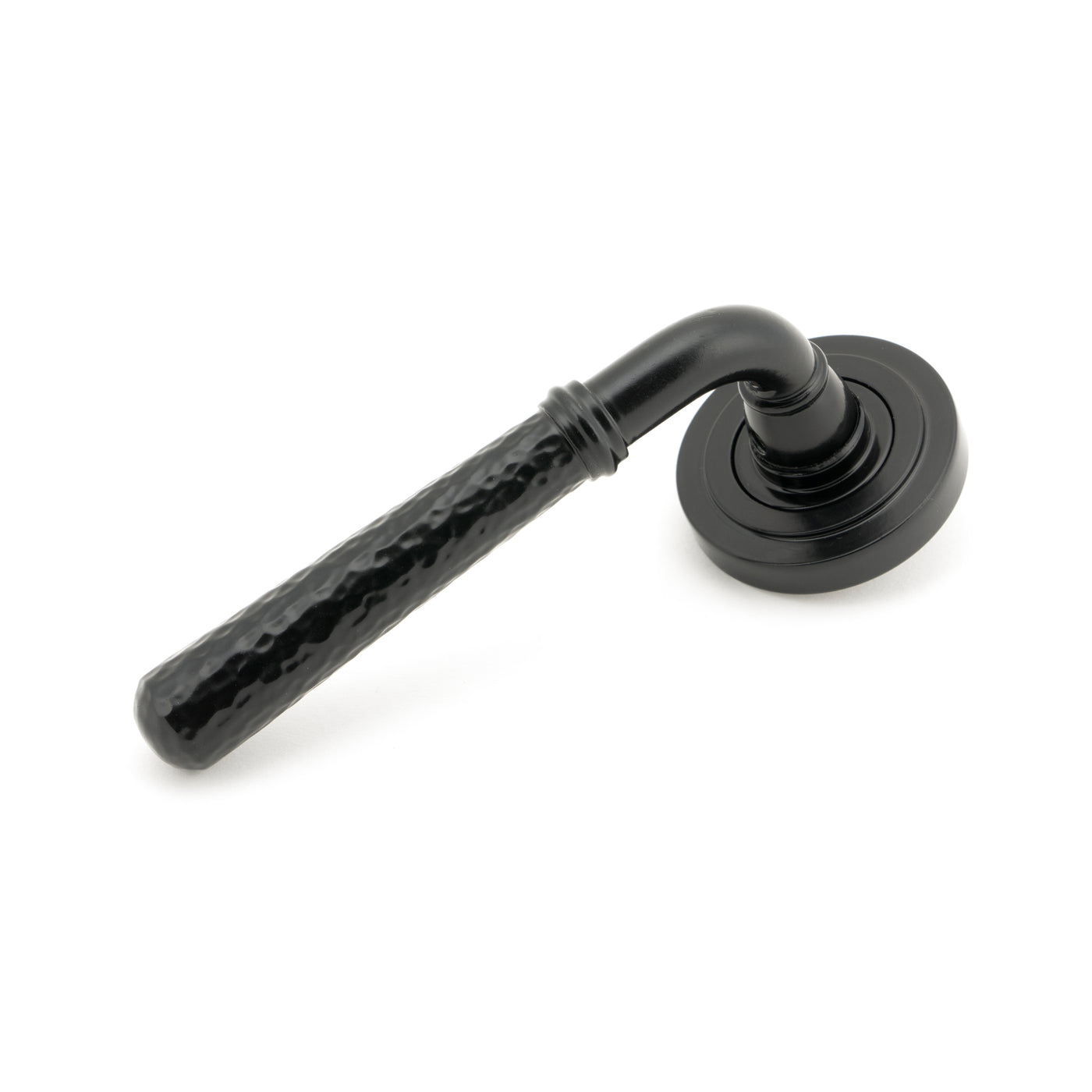 From The Anvil 45648 - Black Hammered Newbury Lever on Rose Set (Art Deco) #finish_black