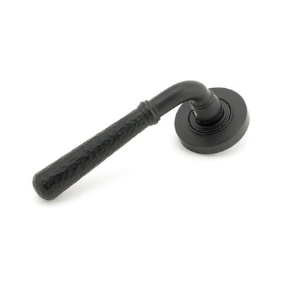 From The Anvil 45651 - Matt Black Hammered Newbury Lever on Rose Set (Plain) #finish_matt-black