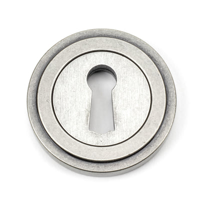 From The Anvil 45704 - Pewter Round Escutcheon (Art Deco) #finish_pewter-patina