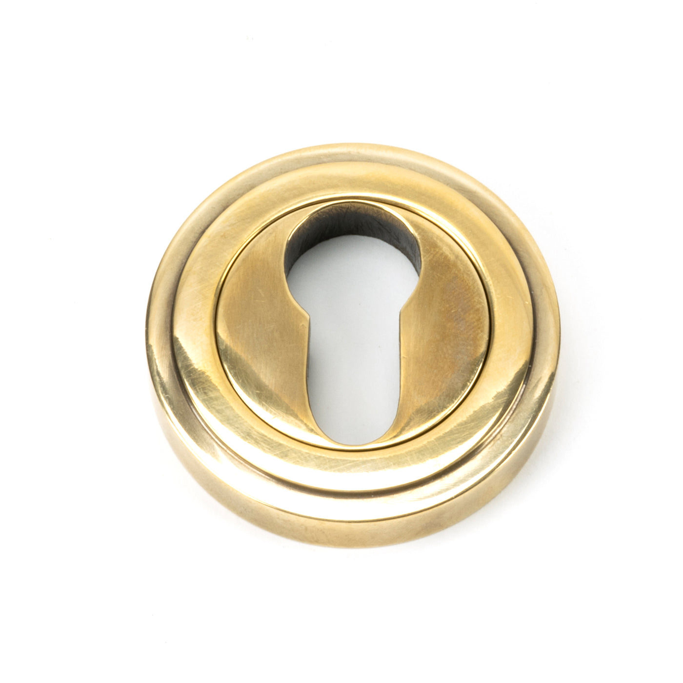 From The Anvil 45708 - Aged Brass Round Euro Escutcheon (Art Deco) #finish_aged-brass