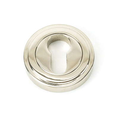 From The Anvil 45716 - Polished Nickel Round Euro Escutcheon (Art Deco) #finish_polished-nickel