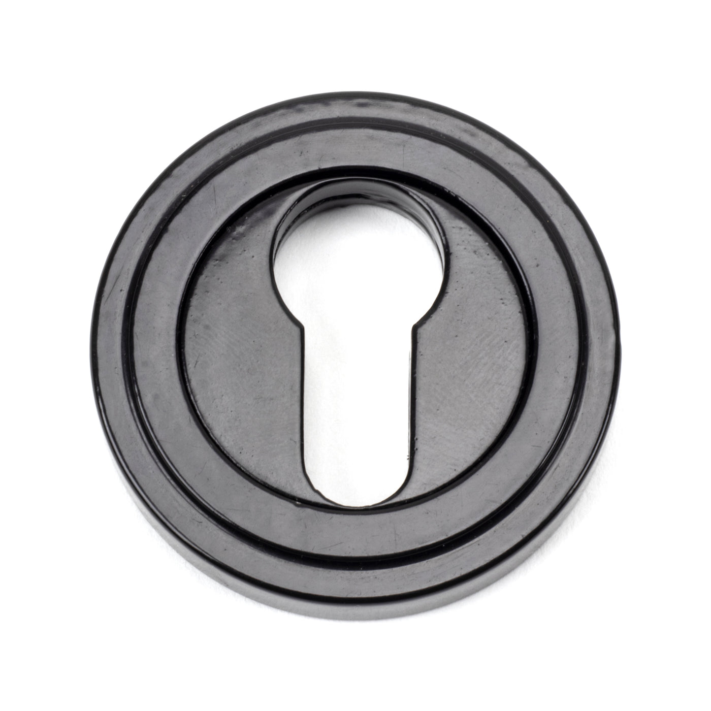 From The Anvil 45720 - Black Round Euro Escutcheon (Art Deco) #finish_black