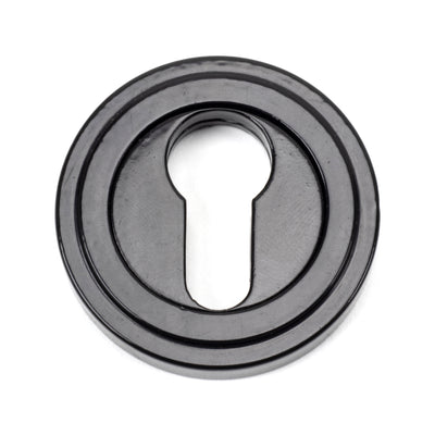 From The Anvil 45720 - Black Round Euro Escutcheon (Art Deco) #finish_black