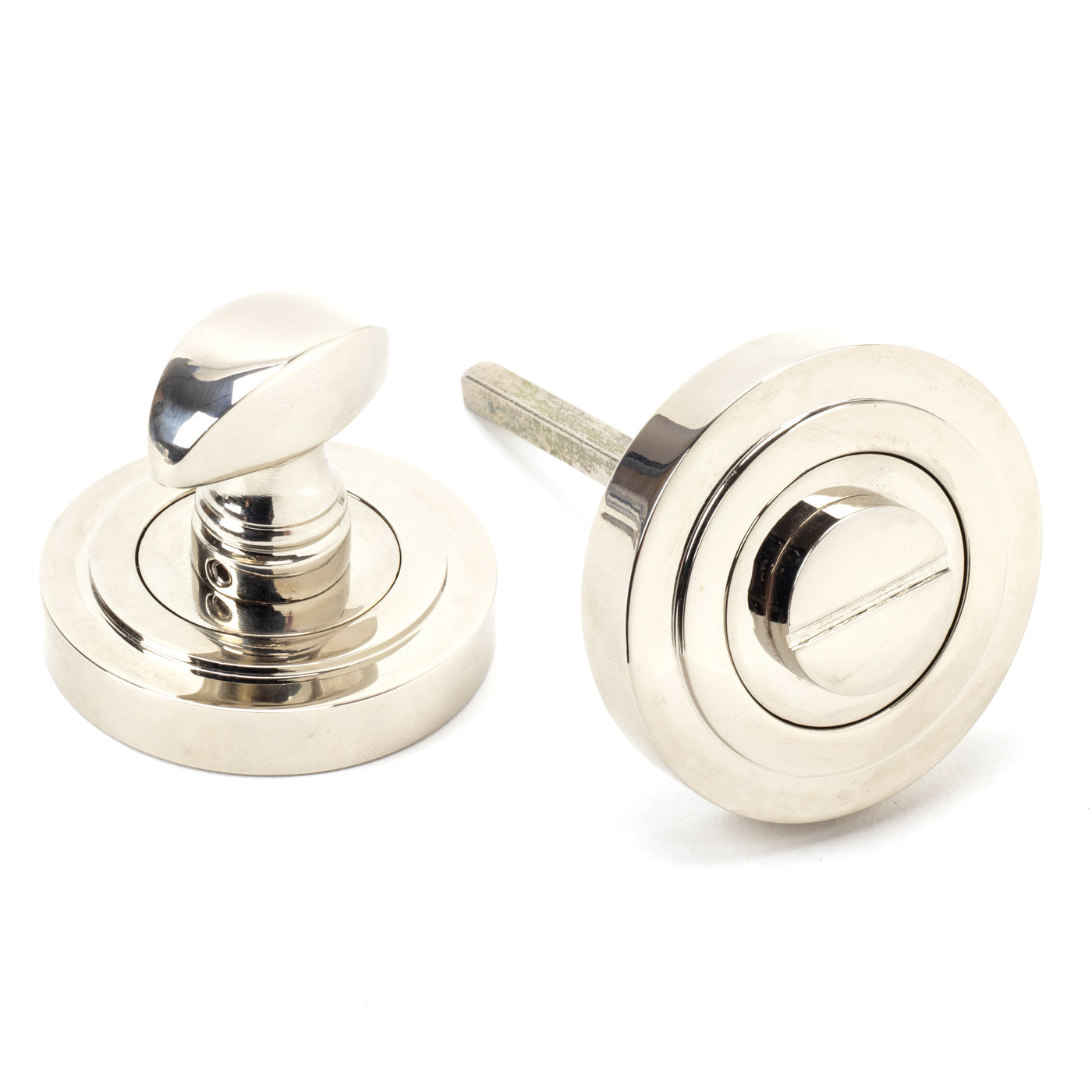 From The Anvil 45740 - Polished Nickel Round Thumbturn Set (Art Deco)  #finish_polished-nickel