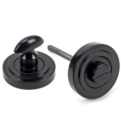 From The Anvil 45744 - Black Round Thumbturn Set (Art Deco)  #finish_black