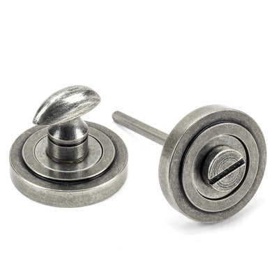 From The Anvil 45752 - Pewter Round Thumbturn Set (Art Deco)  #finish_pewter-patina