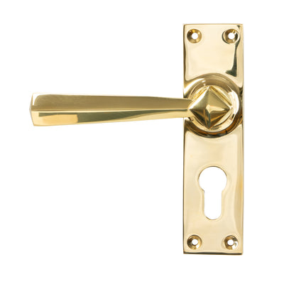 From The Anvil 45761 - Polished Brass Straight Lever Euro Lock Set #finish_polished-brass