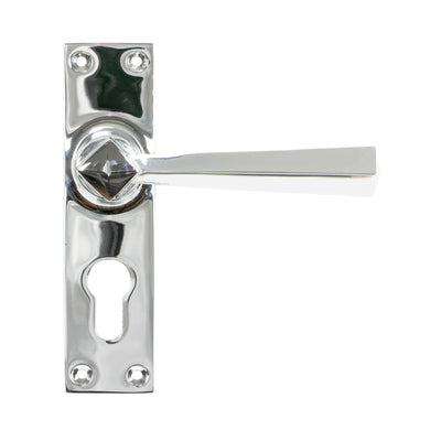 From The Anvil 45762 - Polished Chrome Straight Lever Euro Lock Set #finish_polished-chrome