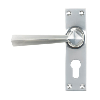 From The Anvil 45763 - Satin Chrome Straight Lever Euro Lock Set #finish_satin-chrome