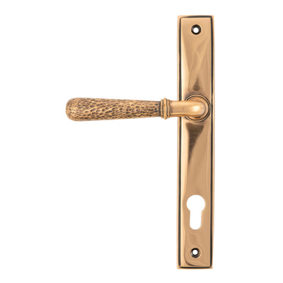 From The Anvil 45774 - Polished Bronze Hammered Newbury Slimline Espag. Lock Set  #finish_polished-bronze