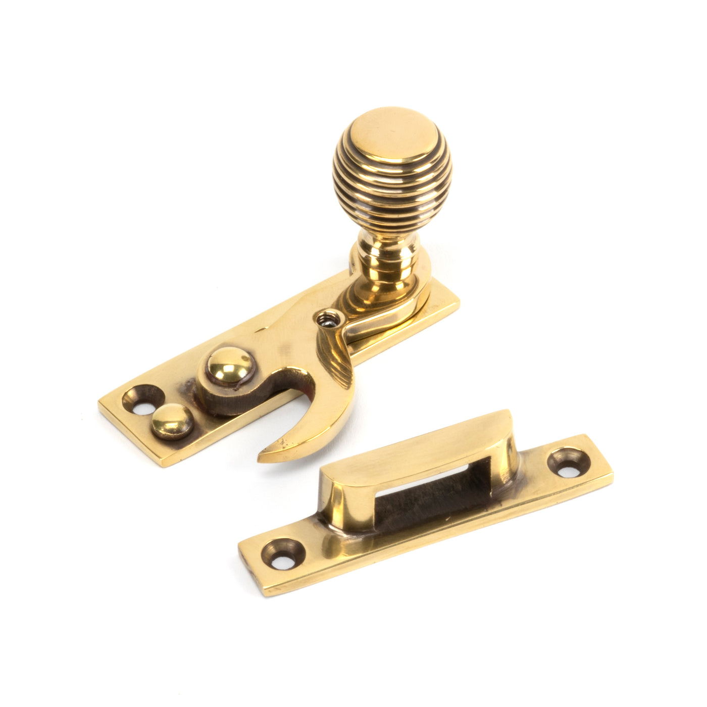 From The Anvil 45936 - Aged Brass Beehive Sash Hook Fastener  #finish_aged-brass