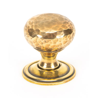 From The Anvil 46021 - Aged Brass Hammered Mushroom Cabinet Knob 32mm #finish_aged-brass