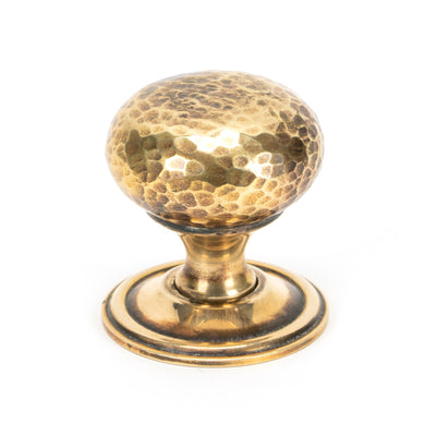 From The Anvil 46026 - Aged Brass Hammered Mushroom Cabinet Knob 38mm #finish_aged-brass