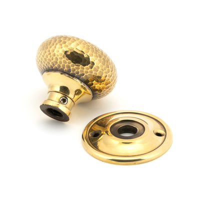 From The Anvil 46031 - Aged Brass Hammered Mushroom Mortice/Rim Knob Set #finish_aged-brass