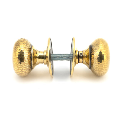 From The Anvil 46031 - Aged Brass Hammered Mushroom Mortice/Rim Knob Set #finish_aged-brass