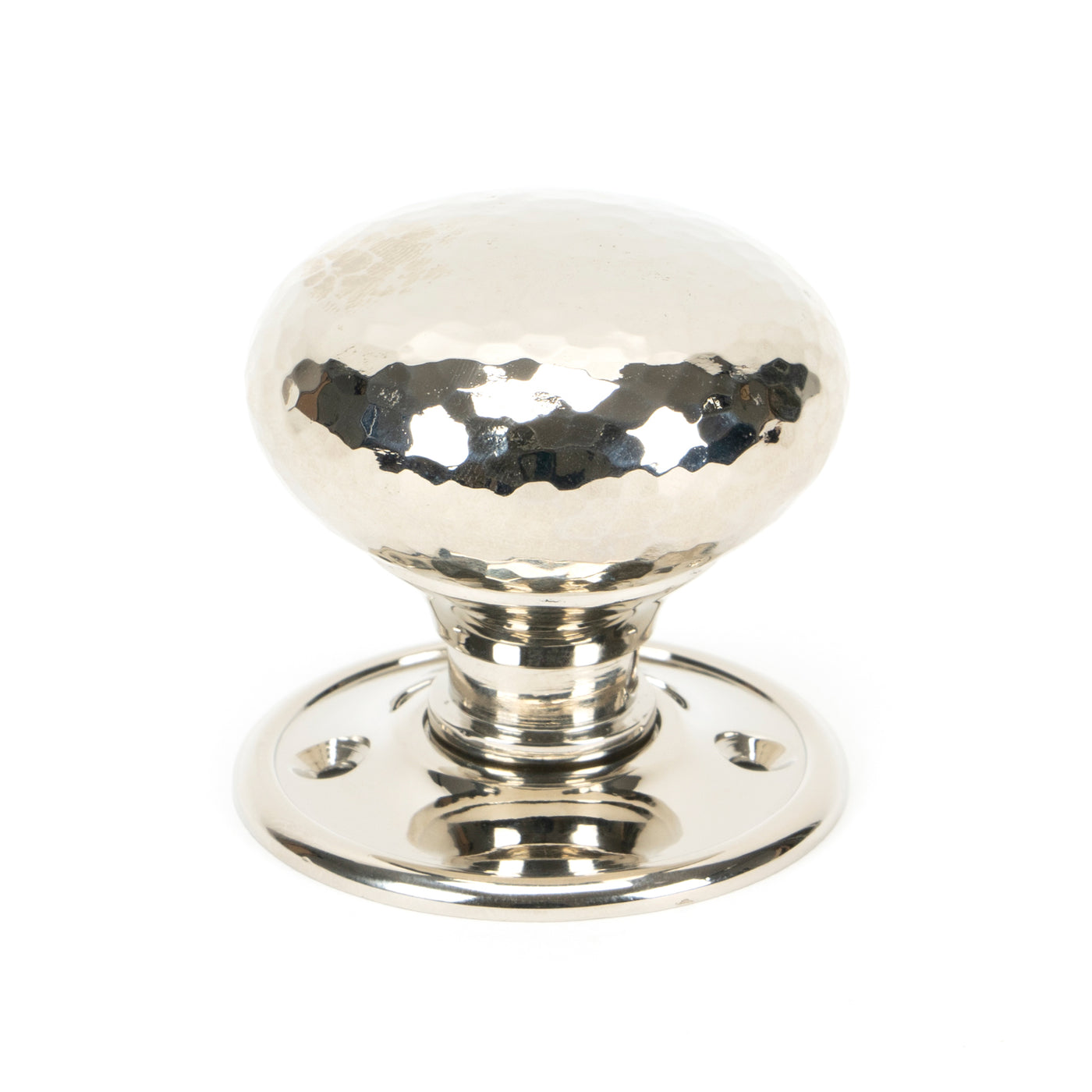 From The Anvil 46032 - Polished Nickel Hammered Mushroom Mortice/Rim Knob Set  #finish_polished-nickel