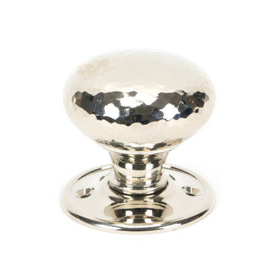 From The Anvil 46032 - Polished Nickel Hammered Mushroom Mortice/Rim Knob Set  #finish_polished-nickel