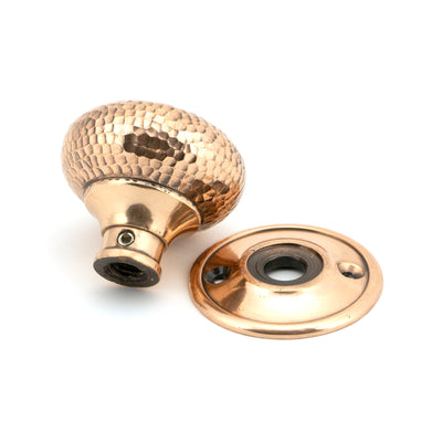 From The Anvil 46035 - Polished Bronze Hammered Mushroom Mortice/Rim Knob Set #finish_polished-bronze