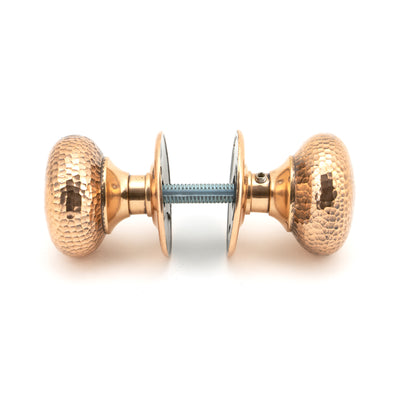 From The Anvil 46035 - Polished Bronze Hammered Mushroom Mortice/Rim Knob Set #finish_polished-bronze