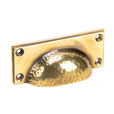 From The Anvil 46036 - Aged Brass Hammered Art Deco Drawer Pull  #finish_aged-brass