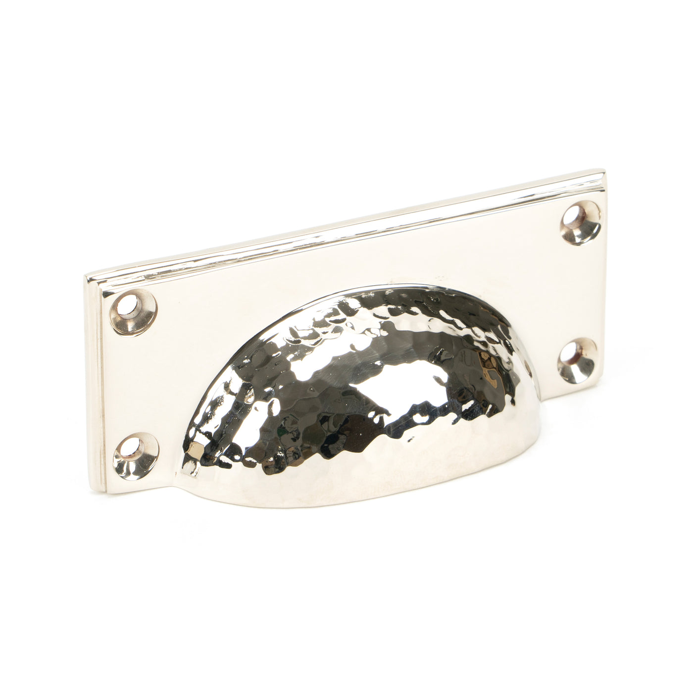 From The Anvil 46037 - Polished Nickel Hammered Art Deco Drawer Pull  #finish_polished-nickel